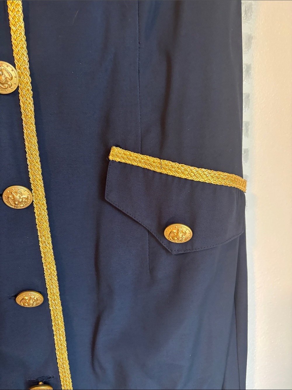 Joseph Ribkoff Navy Gold Trim Midi Dress | Luxury Metallic Braid | Size 10 - Picture 6 of 16